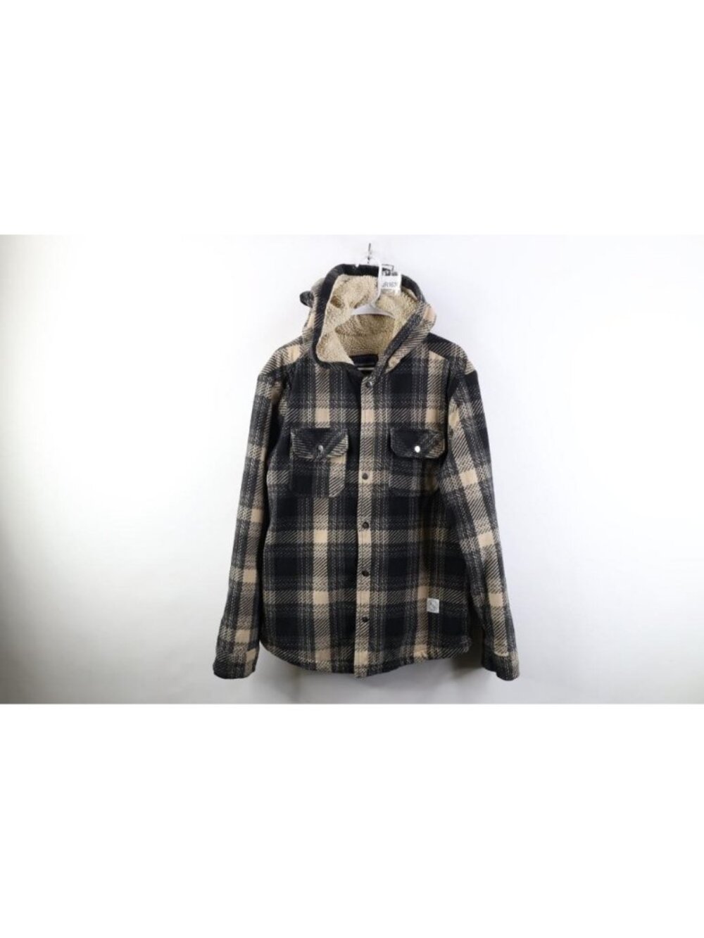 Vintage Y2K Aeropostale Mens Large Deep Pile Fleece Lined Hooded Shirt Jacket